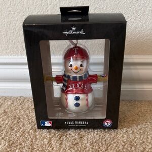 Hallmark Texas Rangers Snowman Ornament in Red and Blue